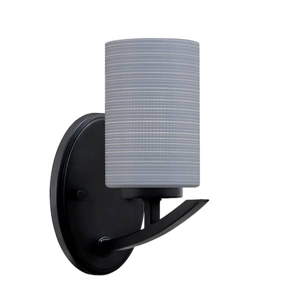 Unbranded Siena 1-Light Matte Black Downlight Wall Sconce with Gray Matrix Glass Shade