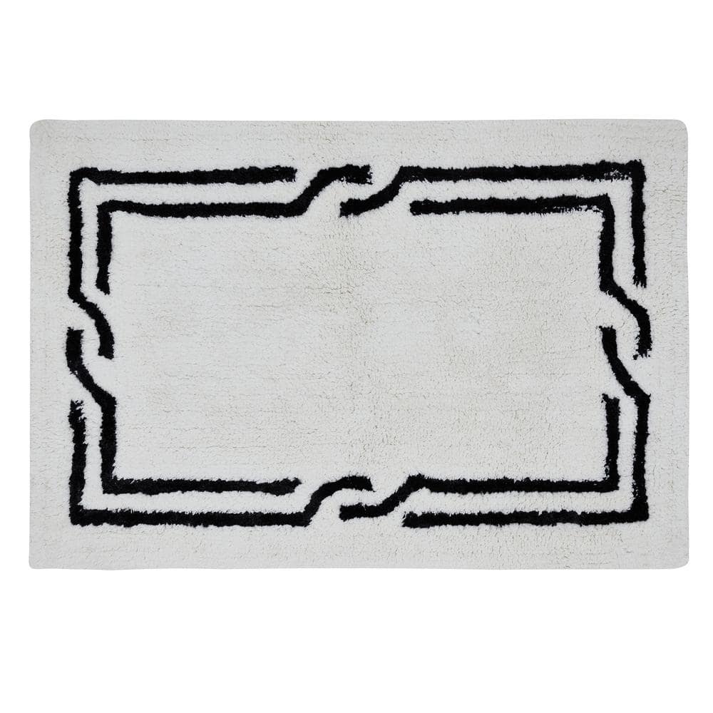 Viscose Border Bathmat 21in. x 34 in. white/black border cotton Rectangle B