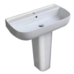 Aqua Rectangular Wall Mounted Bathroom Sink in White