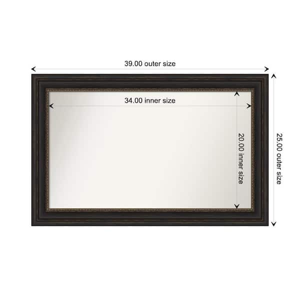 Amanti Art Accent Bronze 39 in. x 25 in. Custom Non-Beveled Polystyrene Antique Framed Bathroom Vanity Wall Mirror