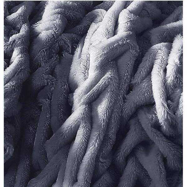 Gray Reversible Faux Fur and Cotton Throw Blanket, 50 x 60