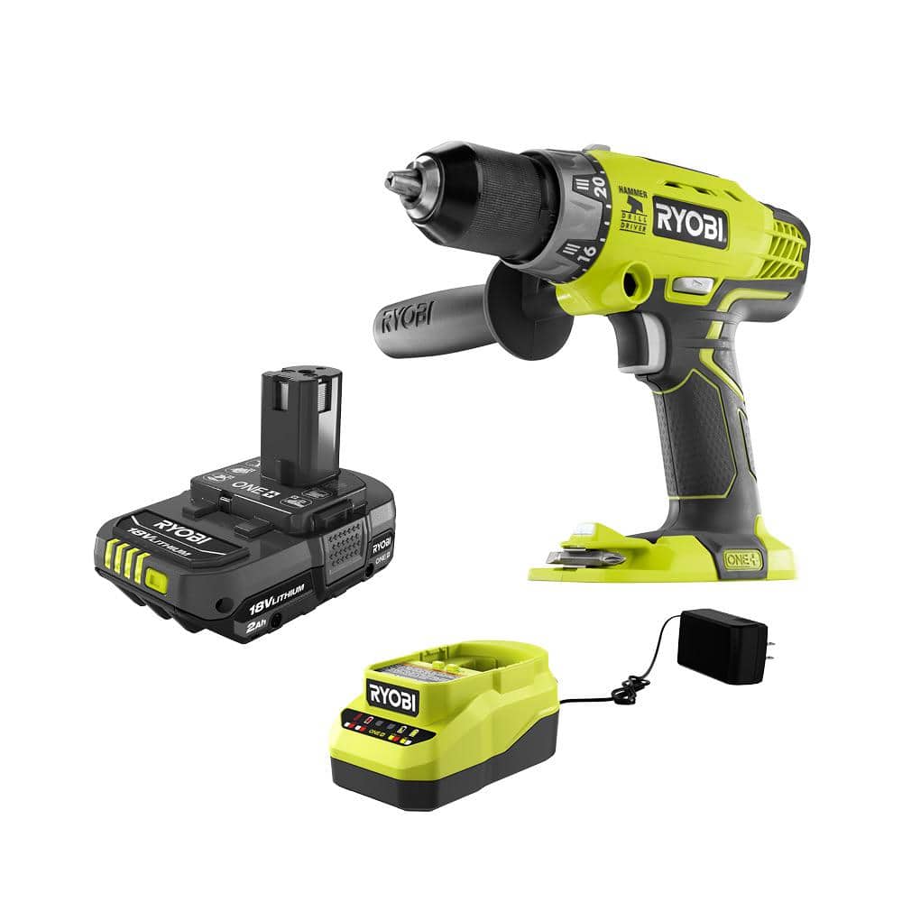 insluiten Verplicht gebroken RYOBI ONE+ 18V Cordless 1/2 in. Hammer Drill/Driver with Handle with 2.0 Ah  Battery and Charger P214-PSK005 - The Home Depot