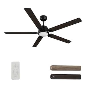 Byrness 60 in. Color Changing Integrated LED Indoor Matte Black 10-Speed DC Ceiling Fan with Light Kit/Remote Control