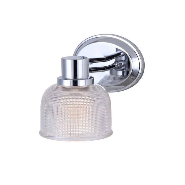 CANARM Anderson 1-Light Chrome Sconce with Clear Textured Glass