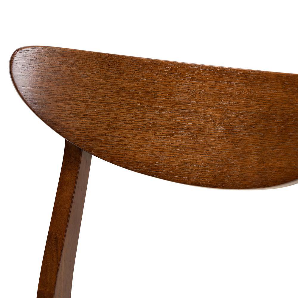 Philip Mid-Century Modern Walnut Brown and Light Grey 5-Piece Dining Set