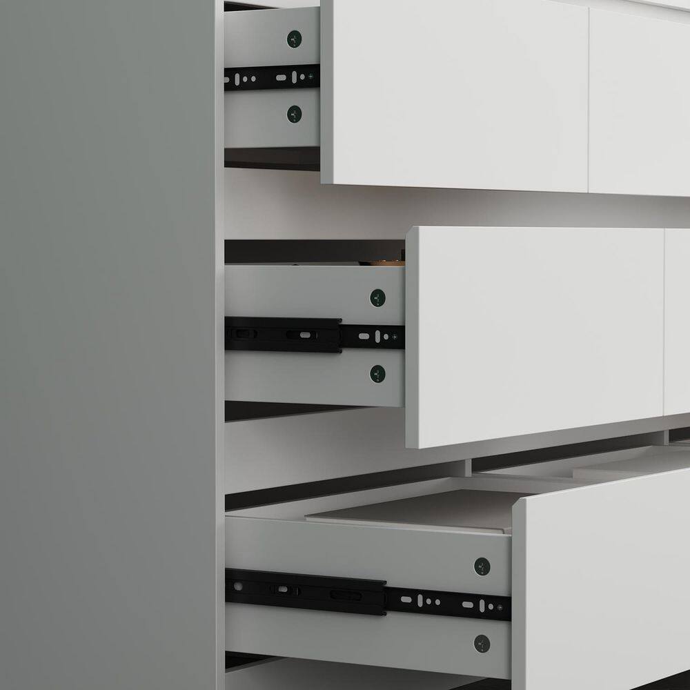 9-Drawer White Paint Finish Dresser Chest of Drawers 31.5 in. H x 63 in. W x 15.7 in. D - thumbnail 6