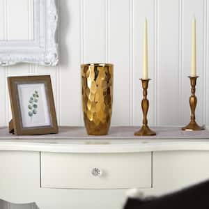 10 in. Designer Gold Cylinder Vase