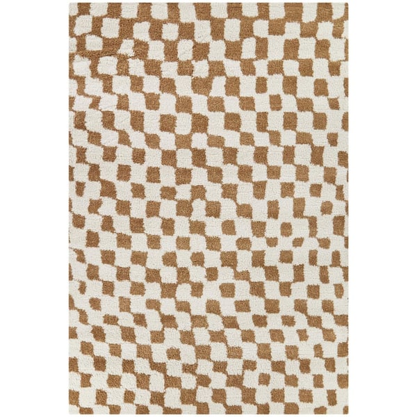 Dietrich Brown 8 ft. x 10 ft. Checkered Area Rug