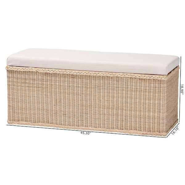 bali & pari Barid Natural Rattan and Fabric Rectangle Ottoman 259