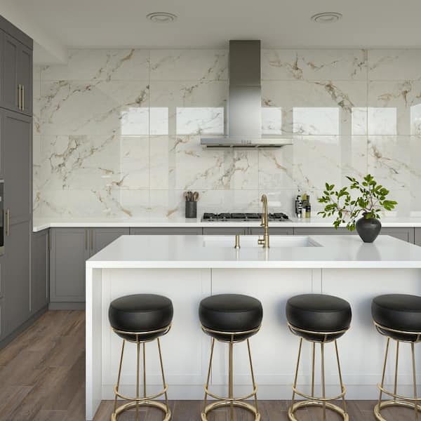 Maisto Safari Calacatta 24 in. x 48 in. Polished Porcelain Marble Look Floor and Wall Tile (341 sq. ft./pallet)