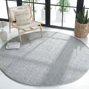 Natural Fiber Gray 4 ft. x 4 ft. Woven Cross Stitch Round Area Rug