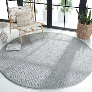 Natural Fiber Gray 5 ft. x 5 ft. Woven Cross Stitch Round Area Rug