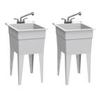 18 in. x 24 in. Polypropylene Granite Laundry Sink with 2 Hdl Non Metallic Pullout Faucet and Installation Kit (Pk of 2)