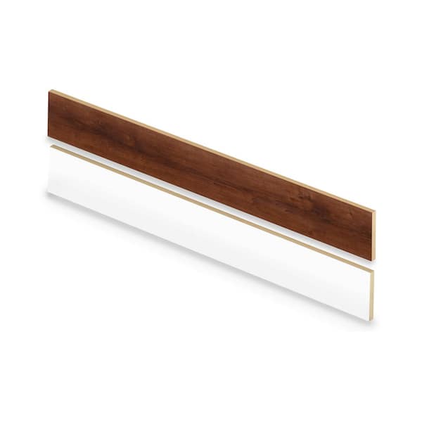 Cap A Tread Burnt Anndel Oak 47 in. L x 7.37 in. W x 12.7 mm T Vinyl Overlay Stair Reversible Riser