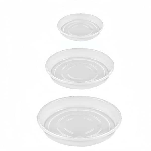 6 in. 8 in. 10 in. Plastic Plant Saucers with Thick Design for Indoor Plant Care and Water Management, Clear (9-Pack)