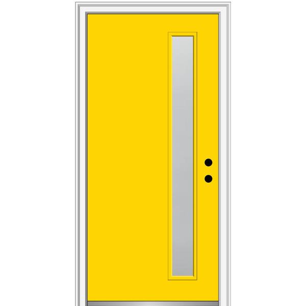 MMI Door 30 in. x 80 in. Viola Left-Hand Inswing 1-Lite Frosted Glass Painted Steel Prehung Front Door on 4-9/16 in. Frame