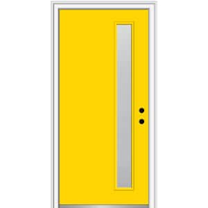 32 in. x 80 in. Viola Left-Hand Inswing 1-Lite Frosted Glass Painted Steel Prehung Front Door on 6-9/16 in. Frame