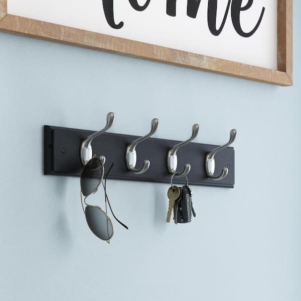 Home Decorators Collection 18 in. Black and Satin Nickel Heavy-Duty Hook  Rack R13045H-BWN-U - The Home Depot