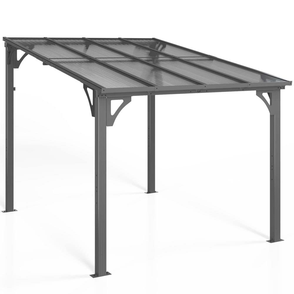 10 ft. W x 8 ft. D Aluminum Hardtop Gazebo with Sloping Roof, Durable Patio