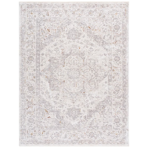 Garnet 10 ft. x 13 ft. Gray/Ivory Medallion Area Rug