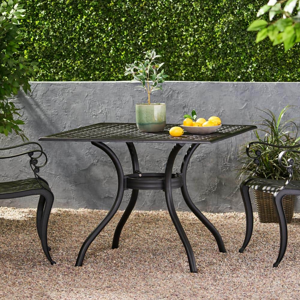 Cayman Black Sand Cast Aluminum Square Patio Dining Table