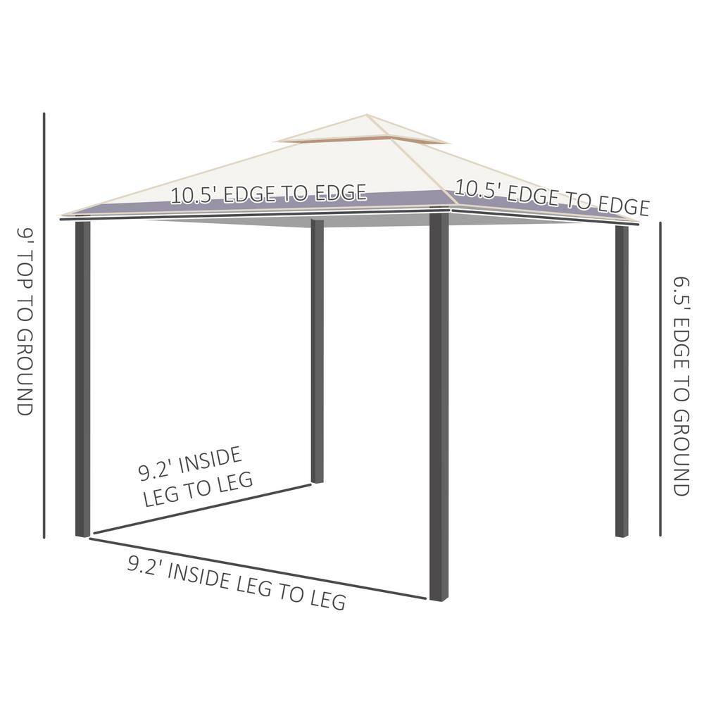 Beige and Brown Steel Frame Outdoor Gazebo with Mesh Curtains