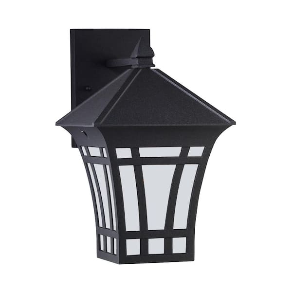 Generation Lighting Herrington 1-Light Black Outdoor 11.75 in. Wall Lantern Sconce