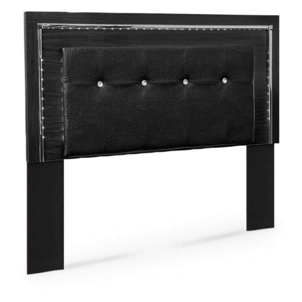 Kaydell Black Upholstered Queen Storage Bed with LED Lighting