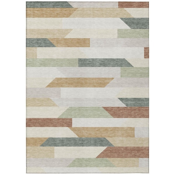 Chantille Machine Washable Indoor/Outdoor Abstract ACN3113 Cream 8 ft. x 10 ft. Area Rug