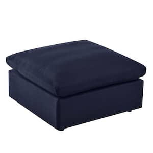 Commix Aluminum Outdoor Patio Ottoman with Navy Cushion