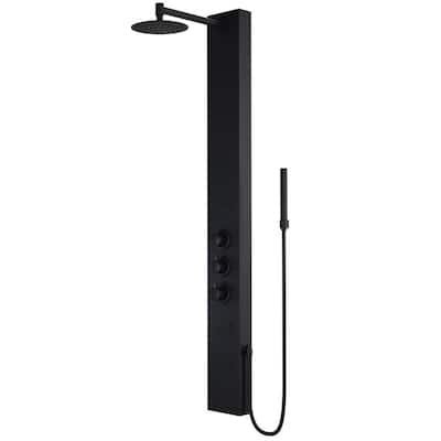 Ellington 59 in. 4-Jet High Pressure Shower System with Fixed Rainhead and Handheld Dual Shower in Matte Black