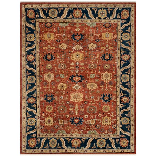 Heriz 9 ft. x 12 ft. Rust/Navy Oriental Area Rug