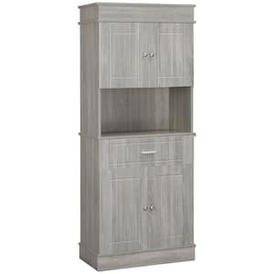 29.25 in. W x 15.50 in. D x 72 in. H Gray Linen Cabinet Pantry Cabinet with 4-Door Cabinets and Adjustable Shelves