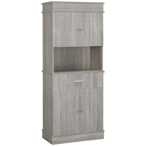 Unbranded 29.25 in. W x 15.50 in. D x 72 in. H Gray Linen Cabinet Pantry Cabinet with 4-Door Cabinets and Adjustable Shelves
