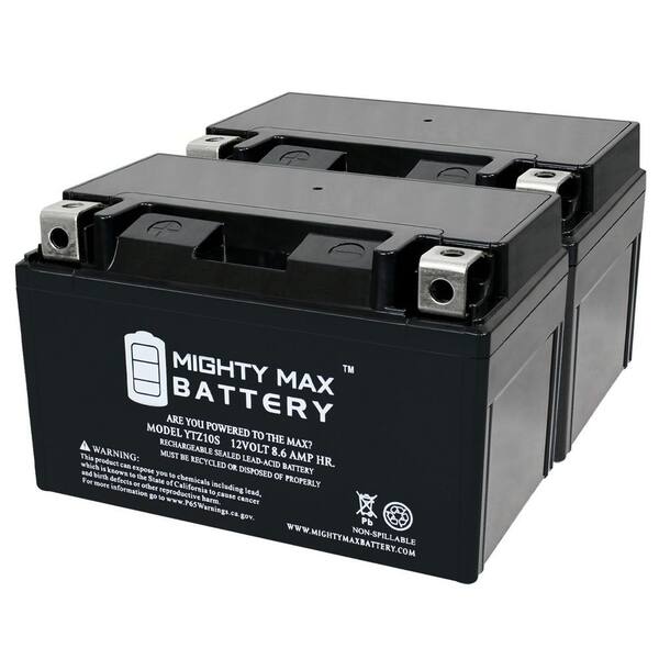 MIGHTY MAX BATTERY YTZ10S 12V 8.6AH Replacement Battery compatible with EverStart ES-TZ10S - 2 Pack