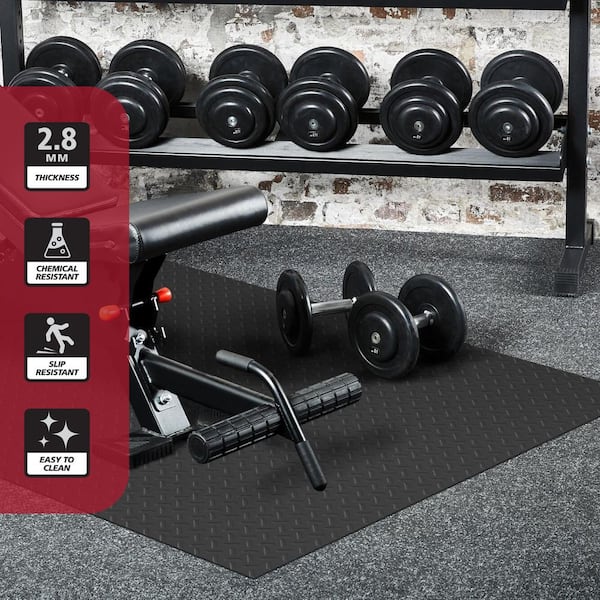 Husky HUSKY Garage Flooring Roll Black with Diamond Plate texture