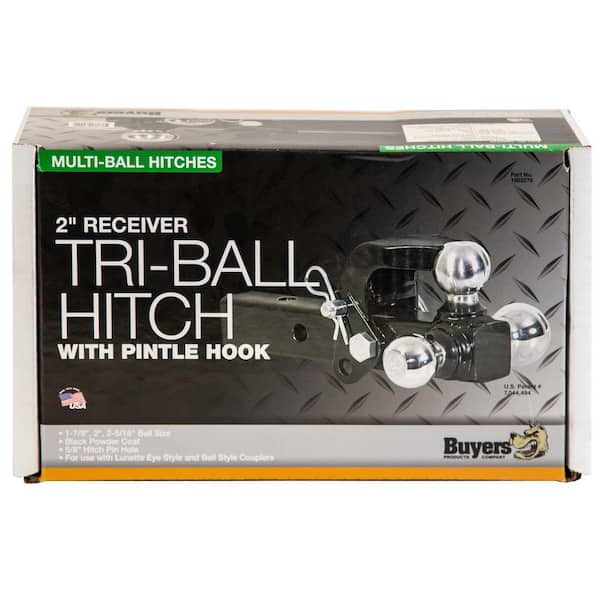 Buyers Products Company 1-7/8 in., 2 in., 2-5/16 in. Chrome Towing Balls Tri-Ball Hitch with Pintle Hook Buyers Products Company 1-7/8 in., 2 in., 2-5/16 in. Chrome Towing Balls Tri-Ball Hitch with Pintle Hook