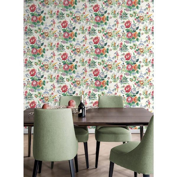 Travel Diary Chiffon Chinoiserie Vinyl Peel and Stick Wallpaper Roll (Covers 30.75 sq. ft.)