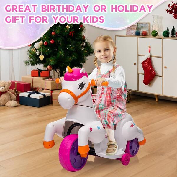 thumbnail image 2 of Pink Unicorn Ride-On Toy - Foot To Floor Walker For Toddlers 12+ Months With Sounds 2 of 11