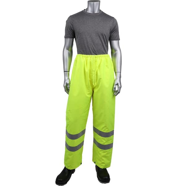 Men's Large Hi Vis Yellow Insulated Waterproof Work Pants