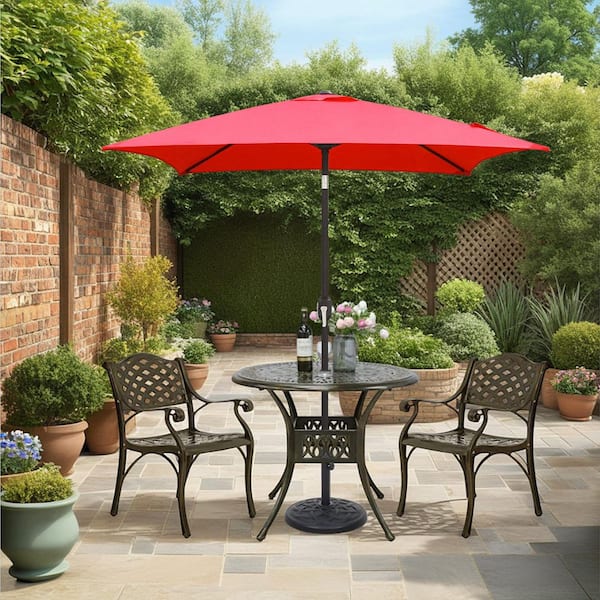 Maypex 6.5 ft. Steel Crank and Tilt Square Market Patio Umbrella in Red