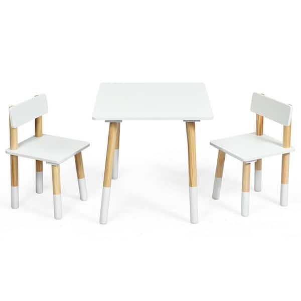 White Children Activity Table Set for Playing and Eating (Set of 3)