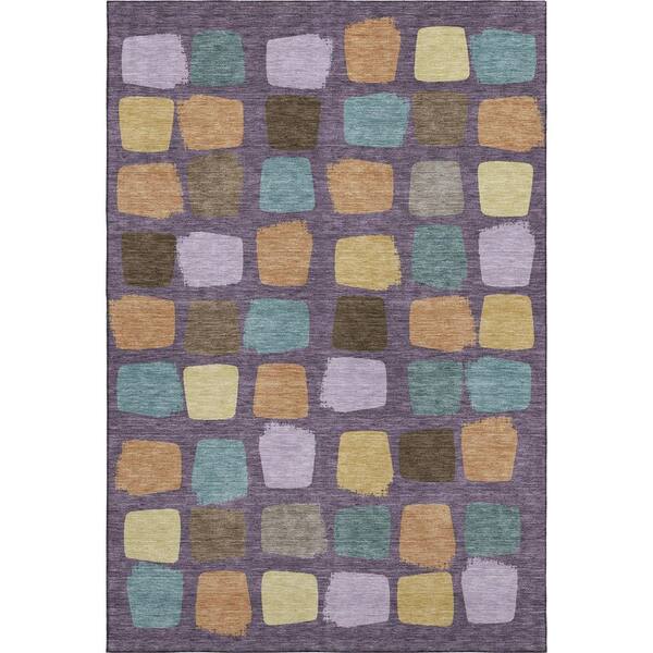 Mayfield Premium Machine Washable Abstract AMF2501 Purple 10 ft. x 14 ft. Area Rug