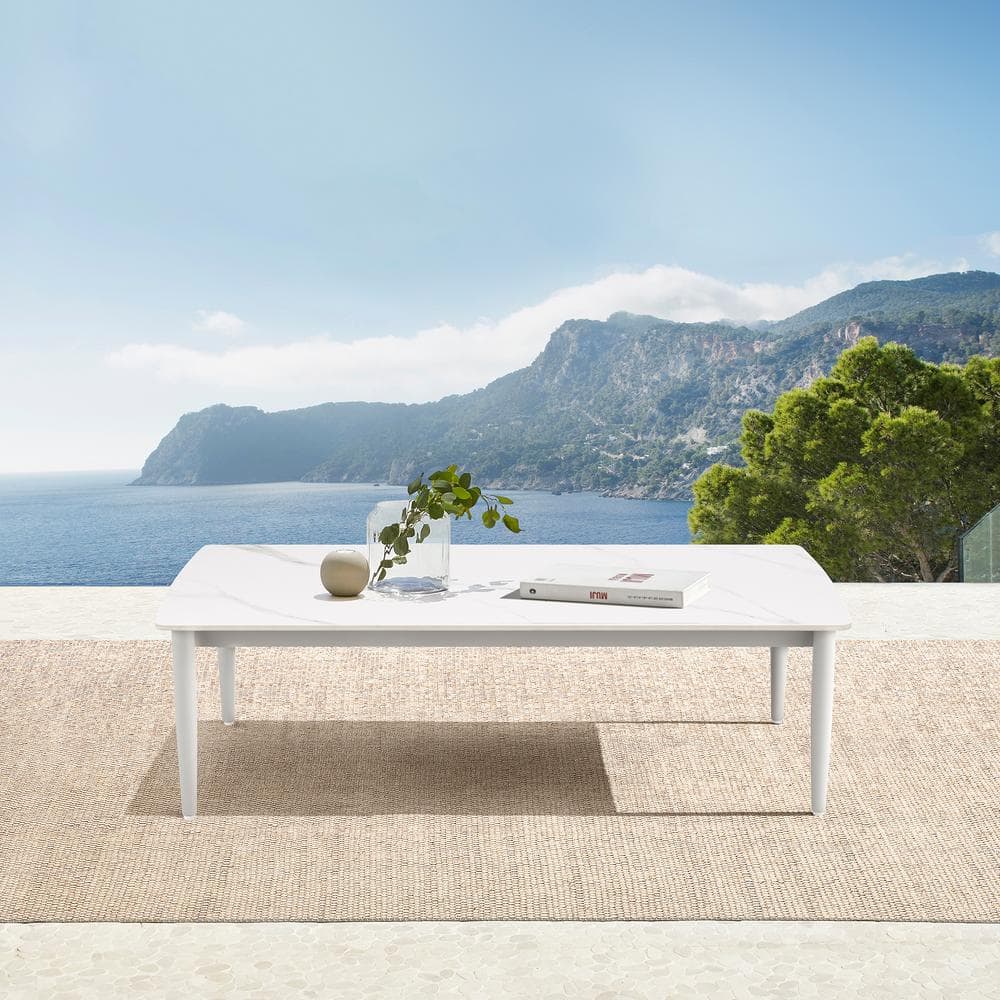 Rhodes 24" x 47.5" Light Gray Aluminum Outdoor Coffee Table