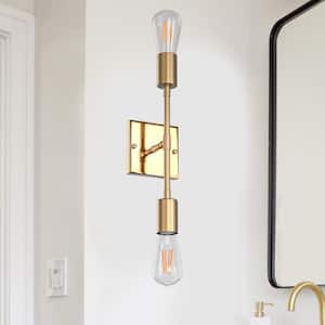 4.5 in. 2-Light Gold Mid-Century Linear Vanity Light for Bathroom Bedroom Hallway (2-Pack)