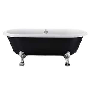 Moray 66 in. x 30 in. Acrylic Flatbottom Freestanding Soaking Non-Whirlpool Bathtub in Glossy Black