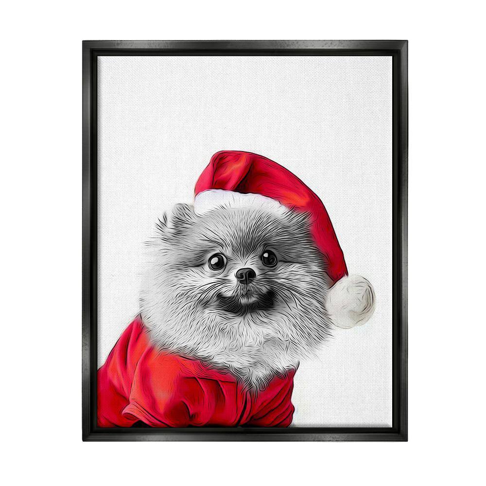 Pomeranian in Santa Hat by Annalisa Latella 1-Piece Floater Frame Graphic Print Animal Poster Art Print 21 in. x 17 in. price history on PriceWatchPro