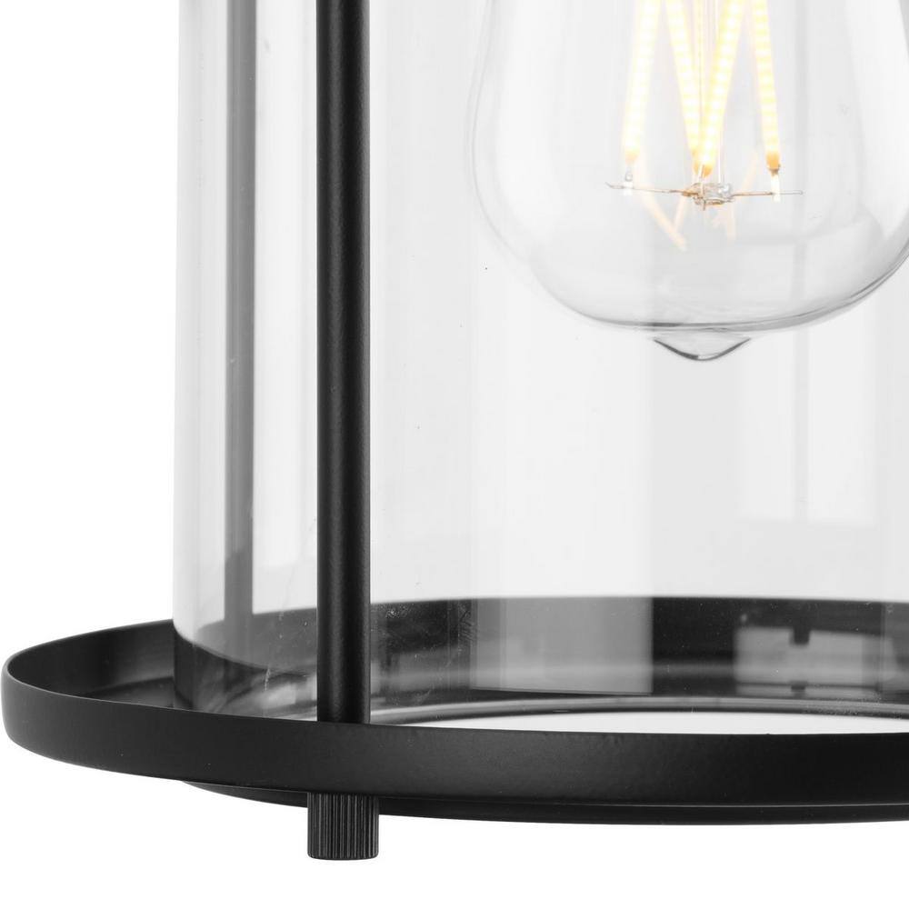 Matte Black and Clear Glass Cylinder Wall Sconce