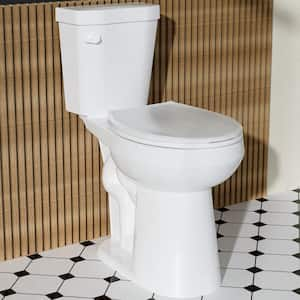 21 in. Extra Tall 2-Piece Toilet Single Flush 1.28 GPF Round Height Toilet in White Tall Toilet 12 in. Rough In