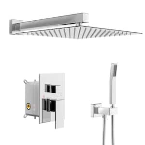 2-Spray Dual Wall Mount Fixed and Handheld Shower Head 1.8 GPM with Adjustable 10 in. Square Rain Shower Head in Chrome